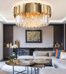 Axyaa Modern Circle LED Ceiling Chandelier, Aluminum Pendant Light for Living Room