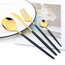 Axyaa Green Gold Stainless Steel Flatware Set for 12 Dinner Knife Forks Teaspoon