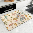 Axyaa Watercolor Plant Absorbent Kitchen Mat
