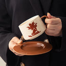 Axyaa Ceramic Coffee Cup and Saucer Set, Retro Design, High Quality, Ideal for Couples