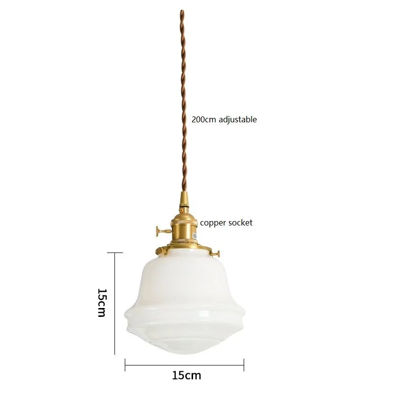 Axyaa White Glass LED Pendant Lamp Nordic Modern Hanglamp for Home, Bathroom, Bedroom