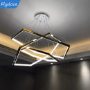 Axyaa Golden Hexagonal Geometric LED Chandelier - Nordic Modern Creative Indoor Fixtures