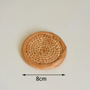 Axyaa Handmade Rattan Coaster Set - Round Tea Cup Insulation Pad