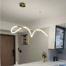 Axyaa Long Dining Chandelier: Musical Artistic Tube Winding Line Light