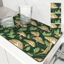 Axyaa Plant Leaf Kitchen Absorbent Draining Mat - Quick Dry Dish Drying Mat