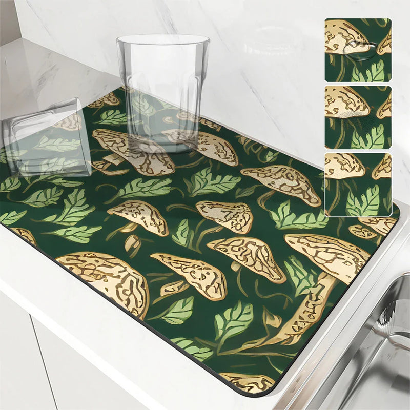 Axyaa Plant Leaf Kitchen Absorbent Draining Mat - Quick Dry Dish Drying Mat