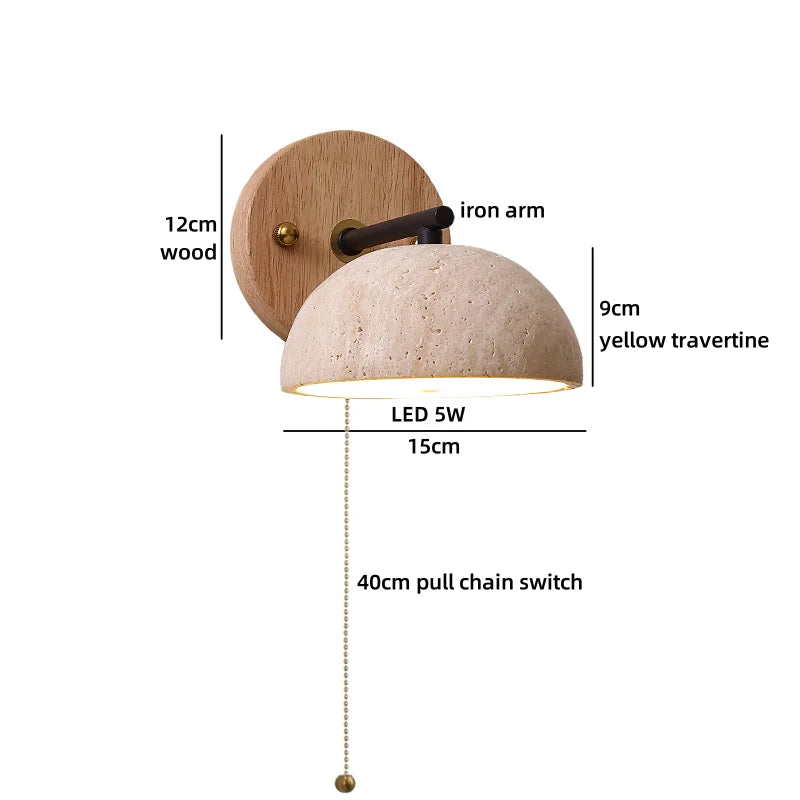 Axyaa Modern Nordic LED Wall Lamps Indoor Reading Yellow Travertine Wall Art Lighting