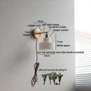 Axyaa Vintage Brass & White Glass LED Wall Lights for Living Room
