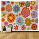 Axyaa Retro Floral Tapestry Wall Hanging: Orange & Green 70's Power Theme