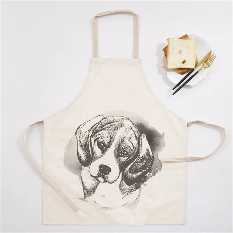 Axyaa Christmas Dog Kitchen Ladies Apron - Fun Cartoon Animal Apron for Home Cooking