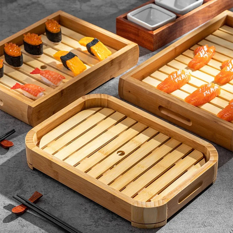 Axya Bamboo Seafood Sushi Sashimi Platter Plate Ice Container Shrimp Restaurant