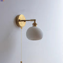 Axyaa Ceramic LED Wall Sconce with Pull Chain Switch, Globe White Design