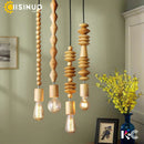 Axyaa Wooden Beads Geometric Pendant Light with Adjustable Hanging String