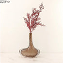 Axyaa Brown Glass Small Mouth Vase Home Decor Dried Flower Arrangement
