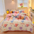 Axyaa Cartoon Style Fluffy Coral Fleece Duvet Cover - Queen/King Size