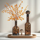 Axyaa Leopard Print Glass Flower Vase - Home Decor Accessory