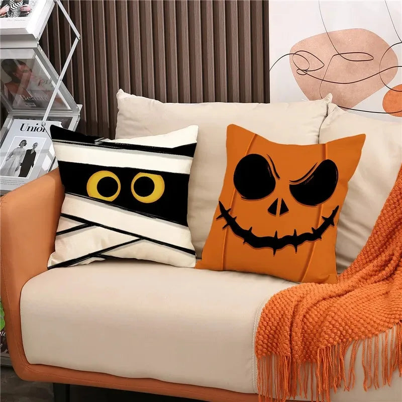 Axyaa Halloween Ghost Face Pillow Cover for Home Decor