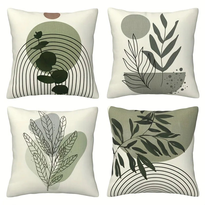 Axyaa Geometric Leaf Pattern Pillowcase: Minimalist Bohemian Decor, Soft and Stylish Sofa Cushion Cover