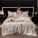 Axyaa Tencel Summer Quilt Set - Cool Silk Single-Piece Printed Quilt