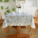 Axyaa Blue & White Porcelain Embroidery Table Cloth Waterproof Oilproof Table Cover