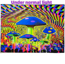 Axyaa Psychedelic UV Wall Tapestry: Skull Mushroom Witchcraft Art - Beautiful Decor