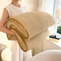 Axyaa White Milk Fleece Throw Blanket - Soft & Cozy All Season Knitted Plush Blanket