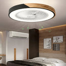 Nordic Solid Wood Black Ceiling Fan Lamp Invisible with Cover by Axyaa.
