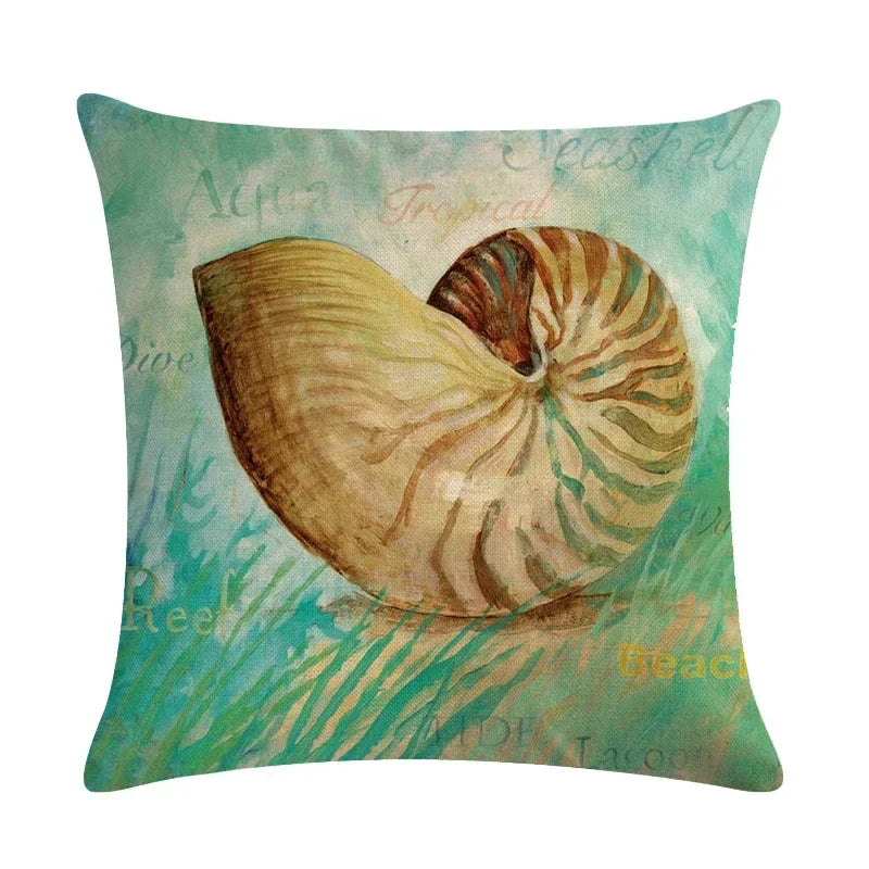 Axyaa Starfish Conch Linen Pillowcase 45*45cm
