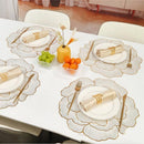 Axyaa Gold Peony Coasters Set - Elegant PVC Placemats for Dining Table