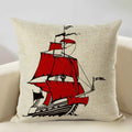 Axyaa Nautical Pattern Linen Cushion Cover 45x45cm for Home Sofa Decoration