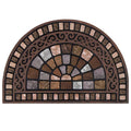 Axyaa Semi-circle Ethnic Floral Floor Mat: Retro Art, Geometric Design, Stain-resistant Rug