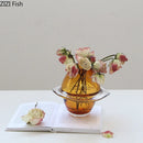 Amber Glass Vase Hydroponics Plant Pot | Axyaa Brand Room Aesthetic Floral Decor