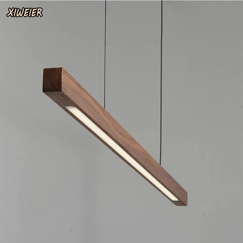 Axyaa Nordic Black Walnut Chandelier: Minimalist Dining Room Lighting