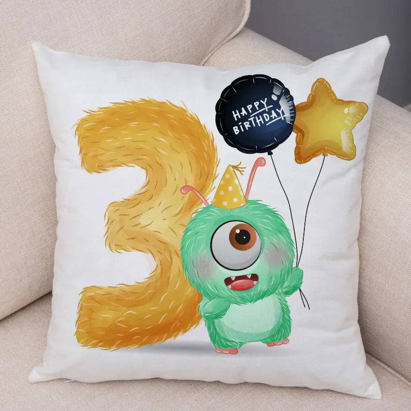 Axyaa Nordic Monster Pillow Case 45x45cm Decor for Happy Birthday Theme