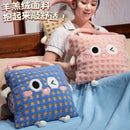 Axyaa Cartoon Lamb Fleece 3-in-One Pillow Blanket Hand Warm Hand Pillow Blanket