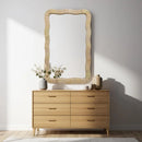 Rattan Wave Mirror by Axyaa: Decorative Irregular Wall Mirror for Living Room, Bedroom, Bathroom