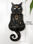 Axyaa Black Cat Moon Phase Wall Shelf: Witchy Room Decor & Crystal Display Stand