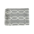 Axyaa Green Christmas Textured Knit Blanket with Tassel - Cozy & Lightweight