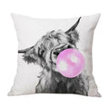 Axyaa Highland Cow Linen Pillow Cover - 45x45CM Home Sofa Throw Cushion for Bed & Car