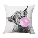 Axyaa Highland Cow Linen Pillow Cover - 45x45CM Home Sofa Throw Cushion for Bed & Car