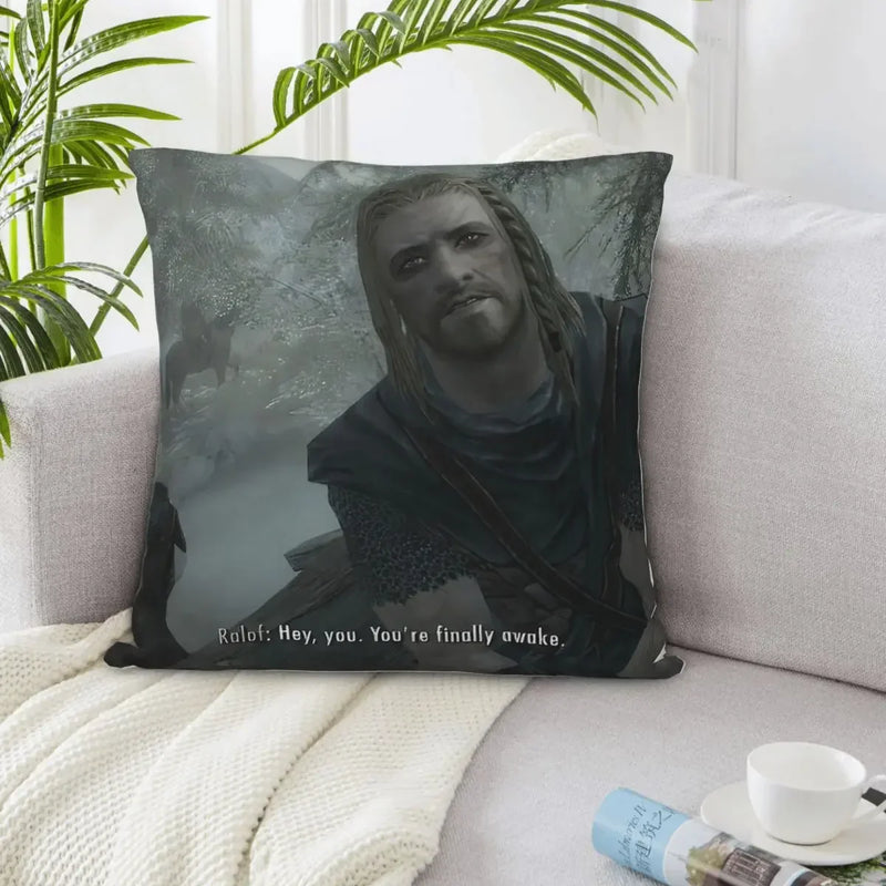 Axyaa Skyrim Meme Cushion Cover - Designer Polyester Cushion Case for Home Decor