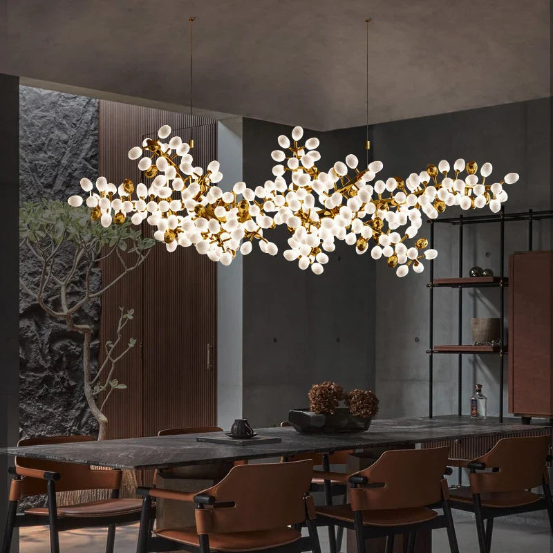 Axyaa Gold Grape Chandelier Glass Pendant Lights for Living Room and Kitchen