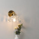 Axyaa Nordic LED Glass Wall Lights with Pull Chain Switch, Rotating Copper Bedside Lamp