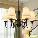 Axyaa Retro Iron Lampholder with Fabric Lampshade LED Chandelier for Bedroom, Dining, Living Room