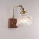 Axyaa Wood Ceramic Wall Sconce Lamp Brass Glass LED Wall Light