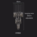 Axyaa Luxury K9 Crystal Chrome LED Chandelier for Living Room Stair Loft Kitchen Hotel
