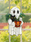 Axyaa Halloween Ghost Cat & Pumpkin Hanging Decor for Home & Garden