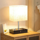 Axyaa Fabric Shade Knob Switch Table Lamp with USB Charging & Touch Control