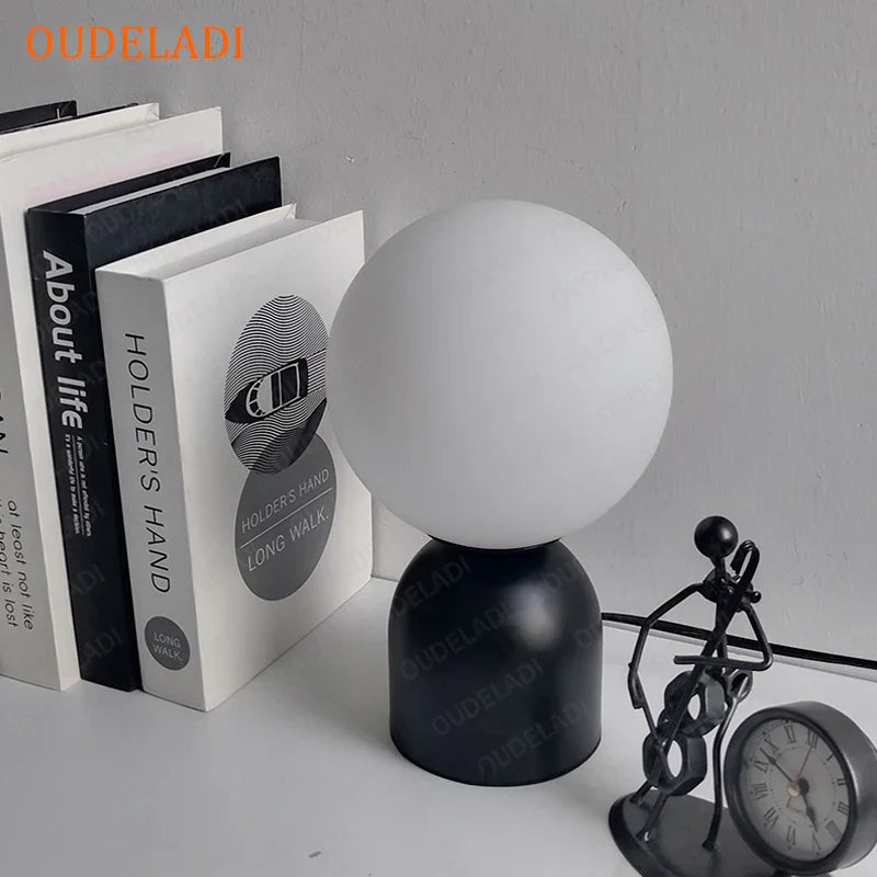 Axya Black Iron Glass Ball Table Lamp - Nordic LED Desk Lighting