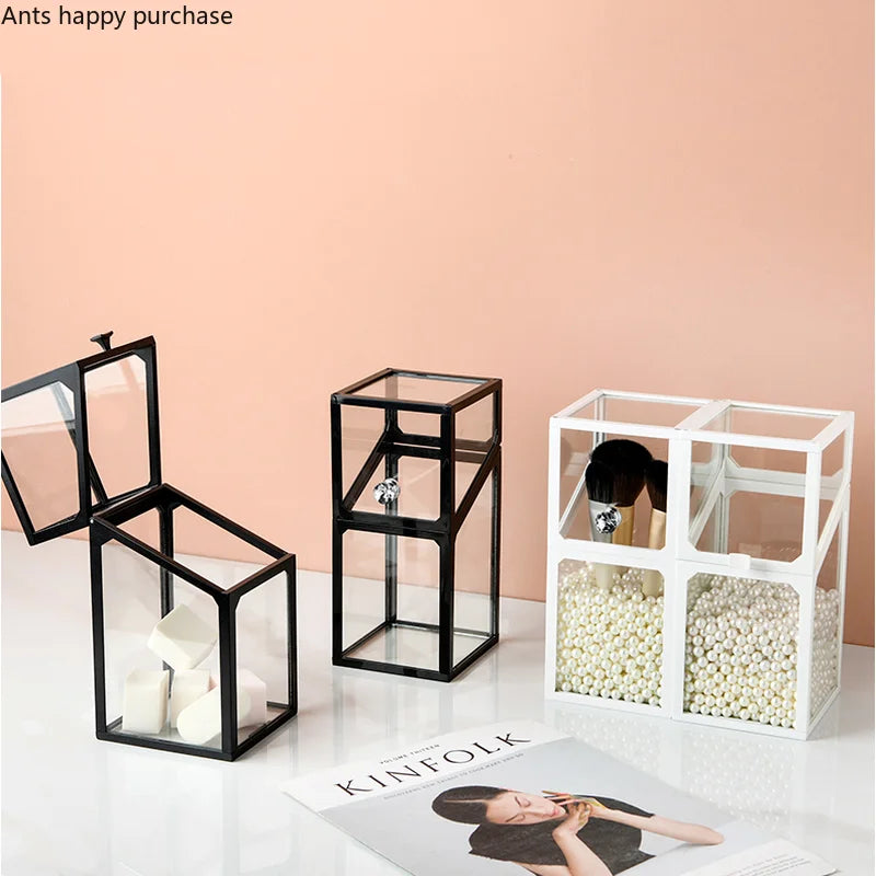 Axya Glass Makeup Brush Holder & Jewelry Box Organizer